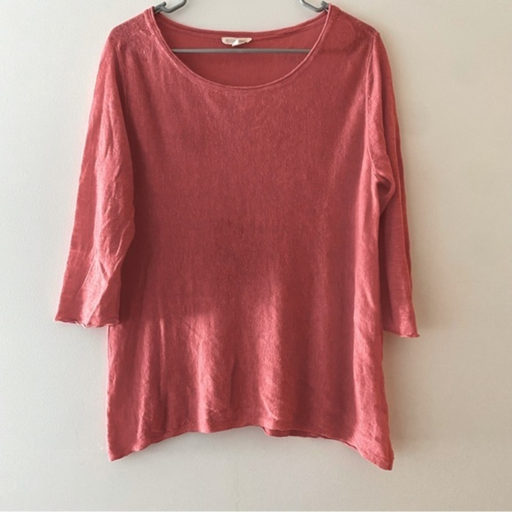 Eileen fisher light coral pink linen blouse M